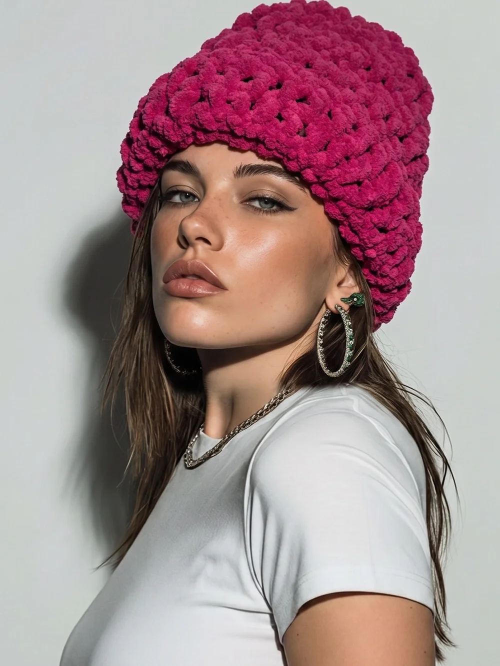 Handcrafted Plush Pink Super Bulky Statement Winter Beanie